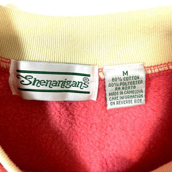 SHENANIGAN'S Womens Orange Embroidered‎ Floral Faux Double Collar Sweatshirt M - Picture 3 of 6